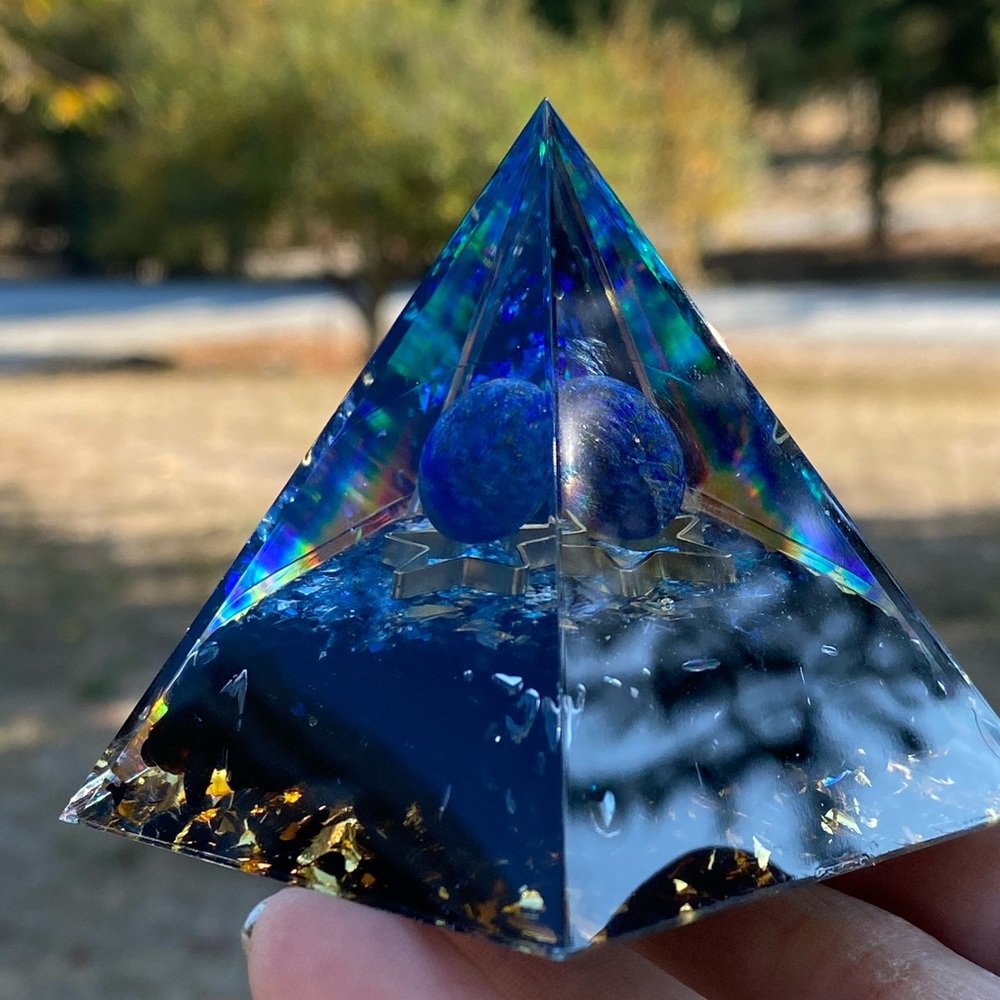 Lapis Lazuli Obsidian Orgone Pyramid  Generator | Reiki